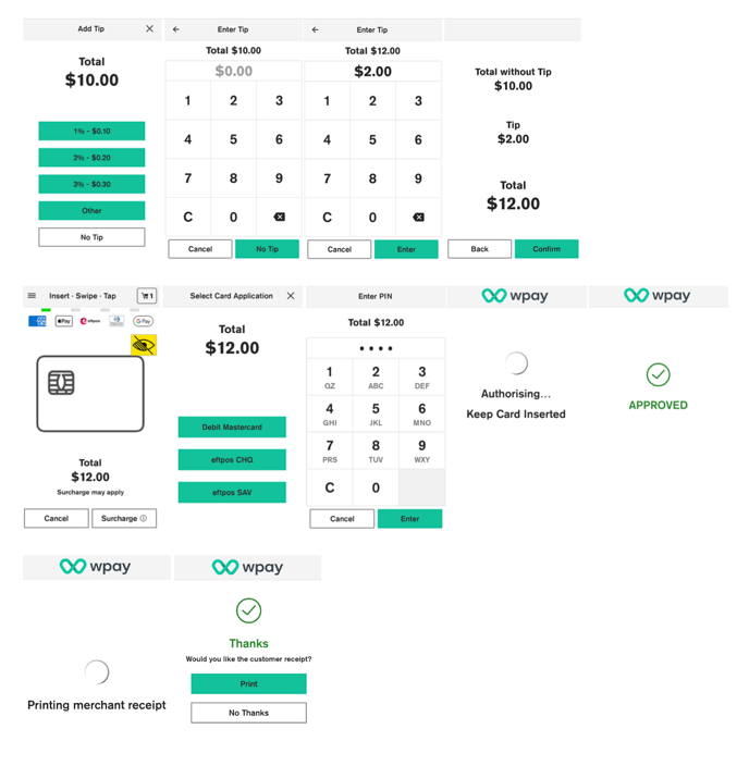 P630 Oolio Pay transaction with tipping