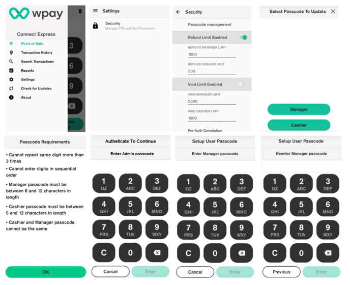 V660P Oolio Pay setting up a passcode